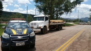 Caminhão foi abordado pela PRF em Itatiaiuçu. (Foto: PRF)